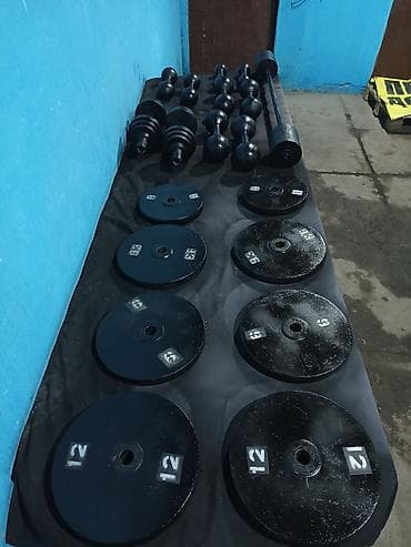 качка зал: Продаю комплект Гантели Гири штанги стойку для жима скамья для жима и — 1