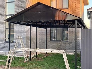 пл: Металлические навесы для двора и парковки - Каркас: стальные стойки и — 3