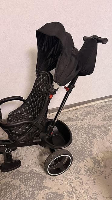 Велосипеды: Детский трехколесный велосипед-коляска (trike) STROLLMAX, цвет черный — 4