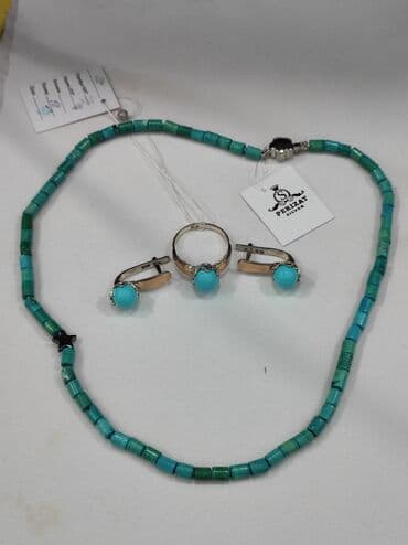 украшение шампанского для свадьбы: Серебряный Комплект+ Бусы Бирюза Серебро с напылением золото Размеры — 1