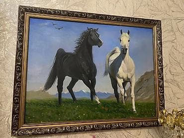 Шикарная картина «Две лошади», размер 70см на 90см Цена 4800с. -