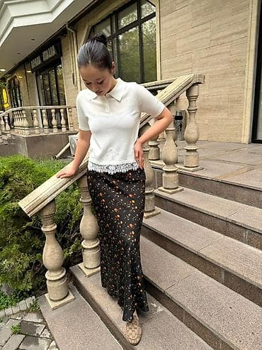 ботам: Юбка-макси с цветочным принтом - Длина: в пол/макси, мягкий клёш к — 2