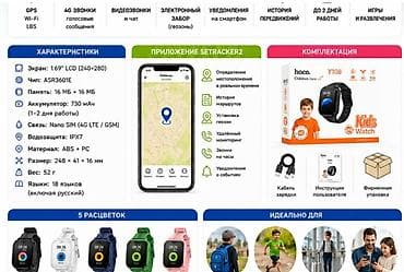 детские часы: Детские умные часы Hoco Y108 с GPS и 4G Основные возможности: - — 1