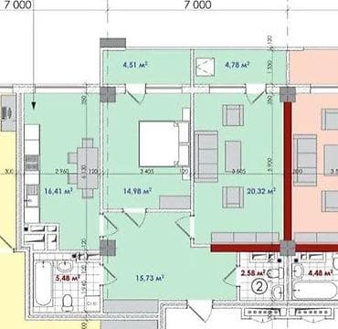 elegance stroy: 2 комнаты, 73 м², Элитка, 14 этаж, Готовая ПСО (под самоотделку) — 5