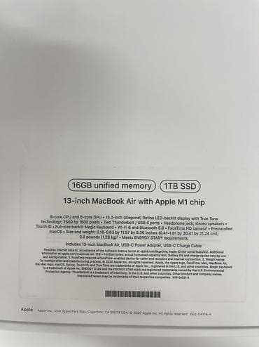 xiami 17: Apple MacBook (цвет Space Gray) MacBook Air 13” M1 — 16GB RAM / 1TB — 2