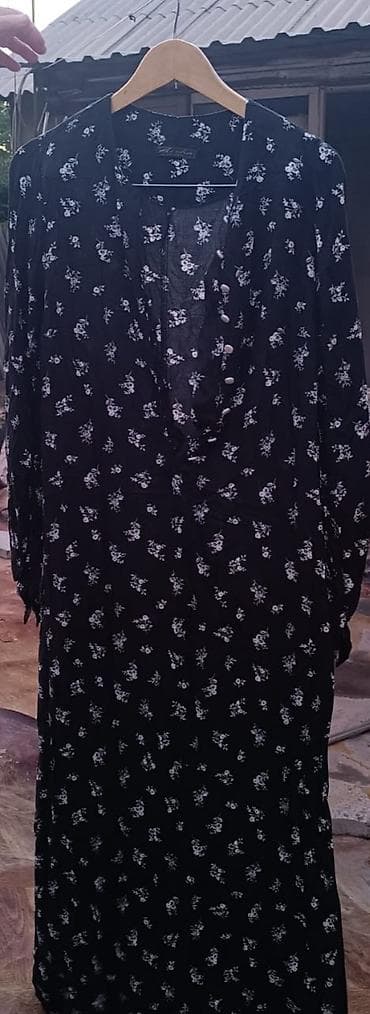 Длинное женское платье в черный цветочек - Цвет: черный с мелким