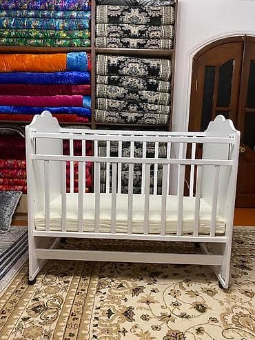 спальный мишок: Детская кроватка с матрасом - Материал: дерево/МДФ, окраска в белый — 2