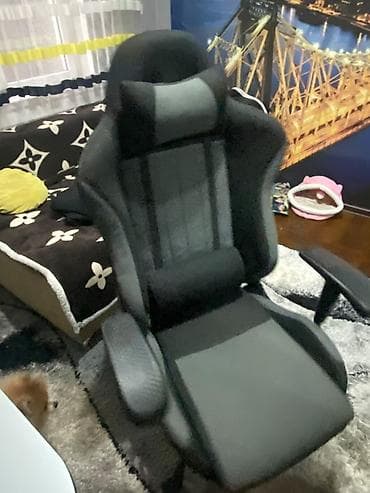 игравой кресло: Игровое кресло, С колесиками, цвет - Серый, Экокожа — 1