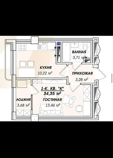 Продажа квартир: 1 комната, 36 м², Элитка, 13 этаж, Готовая ПСО (под самоотделку) — 4