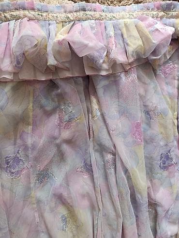 Воздушная шифоновая штора с рюшами и цветочным принтом пастельных