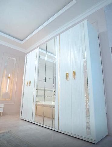 Эмерек гарнитурлары: Уктоочу бөлмө гарнитуру, Жаңы, Эки кишилик керебет, түсү - Ак — 2