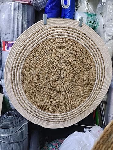 джут: Круглый плетёный коврик из натуральных материалов - Форма: круг - — 1