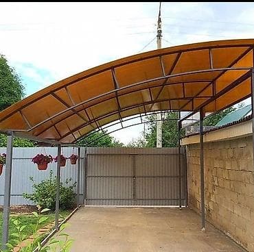 супер шторы: Навес, Двускатный, Металл, Поликарбонат, Установка — 4