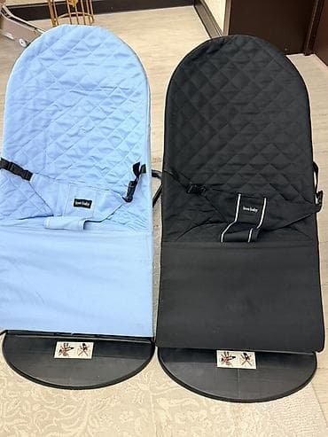 шезлонг для новорождённых: Детский шезлонг, Качалка, Другой материал, цвет - Голубой — 1