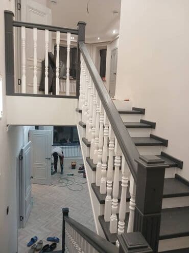 итальянская мебель в бишкеке: Деревянная лестница Для дома, Бесплатный замер, Форма лестницы: Много-маршевая, Стиль: Классический — 10