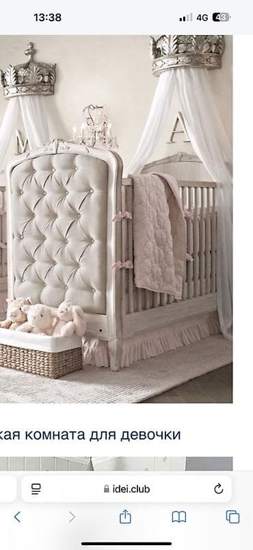 из франции: Детская приставная кроватка, Без колесиков, цвет - Белый — 3