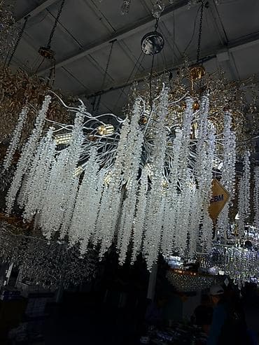 люстры цена: Подвесная люстра «Каскад хрустальных сталактитов» - Тип: потолочная — 2