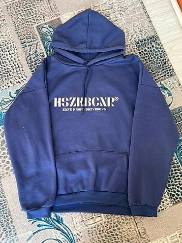 Толстовка-худи унисекс, темно-синяя. - Материал: плотный трикотаж на