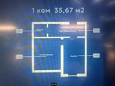 6: 1 комната, 36 м², Ошский рынок / базар Элитка, 5 этаж — 2