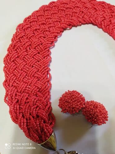 Киреге берилүүчү кийимдер: Ожерелье из бисера и серьги гвоздики,ручная работа,шикарно смотрится и — 10