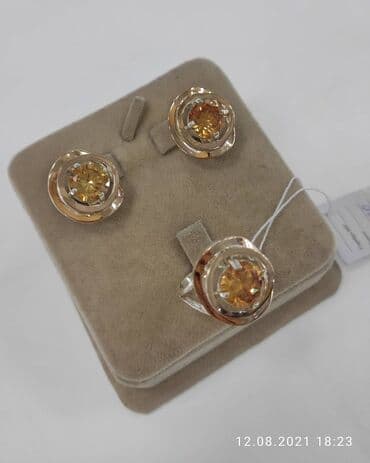 свадебные наборы ручной: Серебряный комплект Серебро+ золото 925/ пробы Набор с камнями под — 1