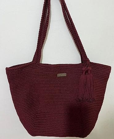 Классические сумки: Вязаные сумки-тоут ручной работы - Материал: прочный шнур/трикотажная — 4