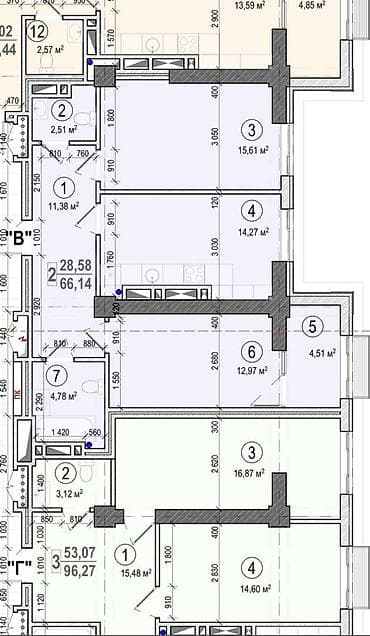 южные мкр: 2 комнаты, 68 м², Асанбай мкр Элитка, 9 этаж, ПСО (под самоотделку) — 6