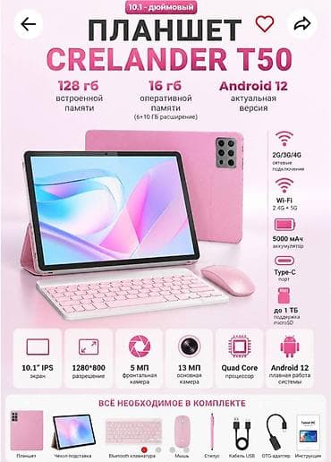 вертикальная мышь: Планшет, память 128 ГБ, 10" - 11", Wi-Fi, Новый, Классический цвет - Розовый — 5