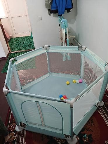 дачная качеля: Детский манеж‑ограждение, шестиугольной формы, цвет мятный — 1