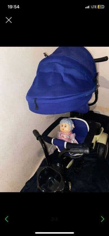 прокат велосипедов: Коляска, цвет - Голубой, Новый — 2