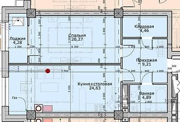 кварь: 2 комнаты, 67 м², Элитка, 9 этаж, Готовая ПСО (под самоотделку) — 2