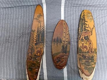 молодежная одежда: Набор деревянных панно с росписью «лесные сюжеты» (3 шт.) - Материал — 1