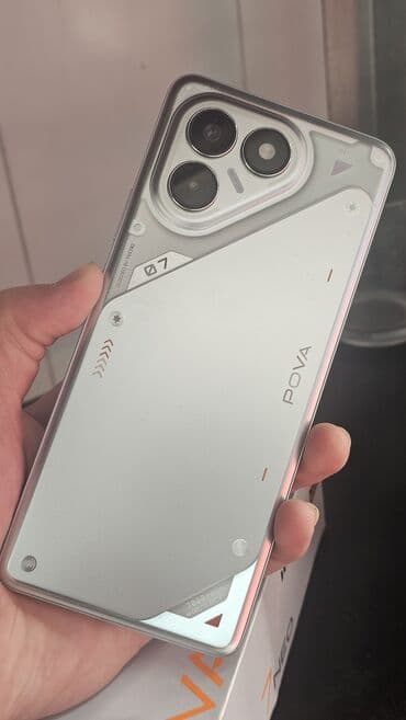 телефон адмен: Tecno Pova Neo, Б/у, 16 ГБ, цвет - Белый, 2 SIM — 3