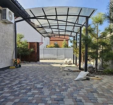 тв зона: Навес, Арочный, Металл, Поликарбонат, Установка — 6