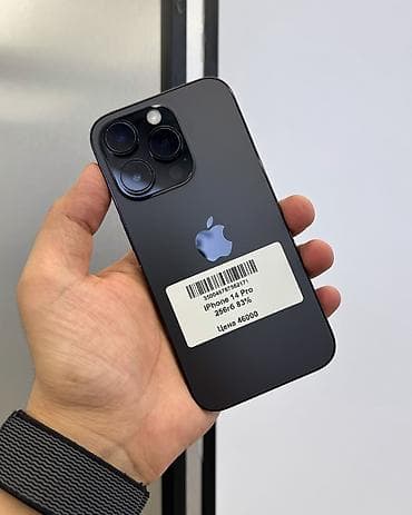 Уюлдук телефондор жана аксессуарлар: IPhone 14 Pro, Колдонулган, 256 ГБ, Jet Black, Коргоочу айнек, Каптама, Бөлүп төлөө менен, 83 % — 2