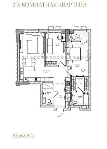 2 8: 2 комнаты, 86 м², Элитка, Готовая ПСО (под самоотделку) — 2
