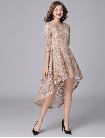 зимний платья: Кече көйнөгү, Коктейл, Пахта, Жеңдери менен, Шлейф, 4XL — 1