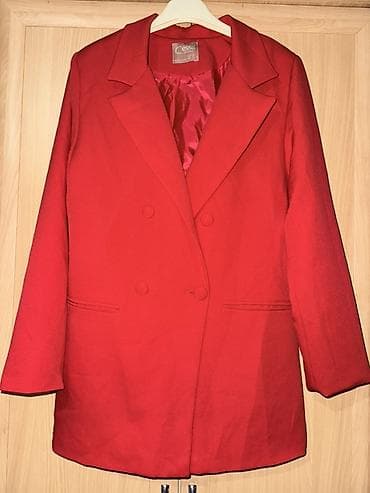 Женский удлиненный красный пиджак Cessa - Яркий насыщенный красный — 2