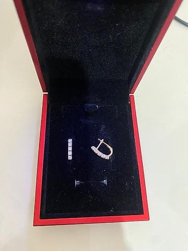 серьги серебро и золото: Серьги, Проба 585, Фианит, Женские — 2