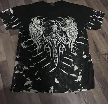 Футболка с графическим принтом в рок/готическом стиле. - Цвет: черный