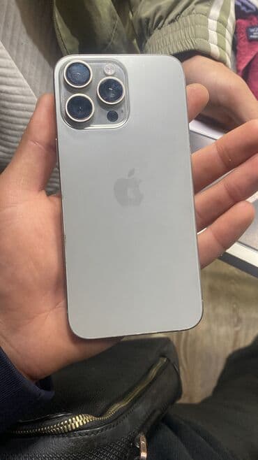 бишкек айфон 16 про макс: IPhone 15 Pro Max, Б/у, 256 ГБ, White Titanium, Защитное стекло, Коробка, 82 % — 1