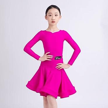 танцевальные платье: Платье для спортивно-бальных танцев Цвет - Яркий фуксия Размер - 140 — 1