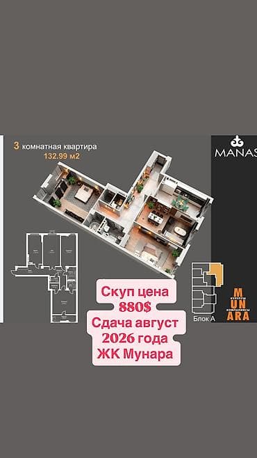 семные квартиры: 3 комнаты, 132 м² — 1