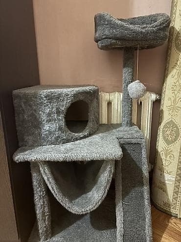 британские кошки: Игровой комплекс для кошки, многоуровневый, серый плюш - Конструкция — 1