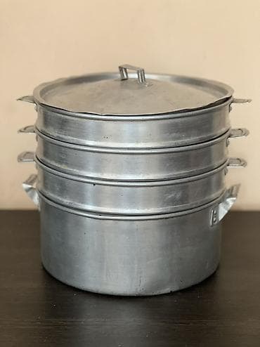 бамбуковая пароварка: Мантоварка/пароварка из алюминия, многоярусная. - Конструкция: нижняя — 1