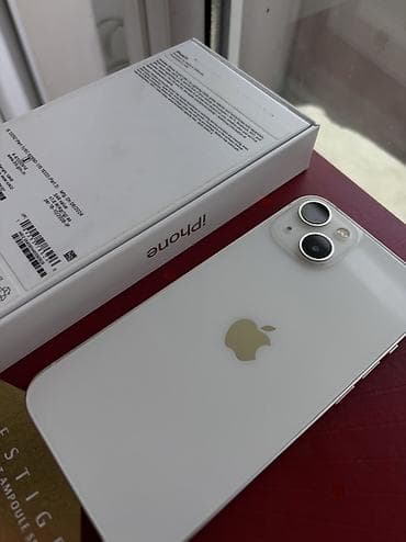 apple 13: IPhone 13, Б/у, 128 ГБ, Белый, Чехол, 89 % — 2