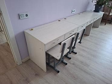 ученический стол с полками: Оборудование для детского сада - кроватки, парты, столы. Б/у в — 6