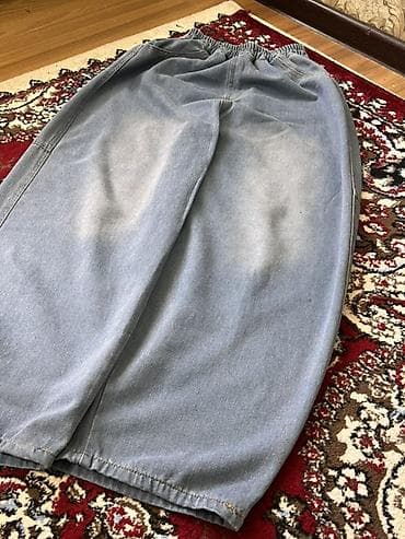 синие джинсы: Джинсы бэгги подойдут под любой образ - Материал: легкий деним — 4