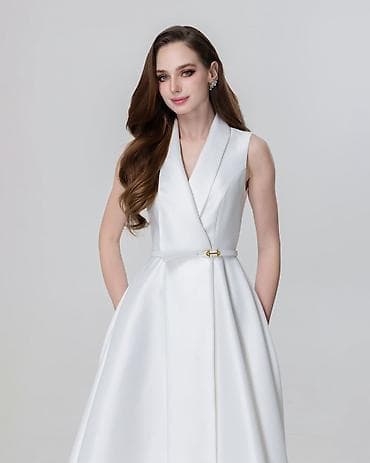 платье на запах: Вечернее платье (платье надето на 1 вечер) - Элегантное белое платье — 6