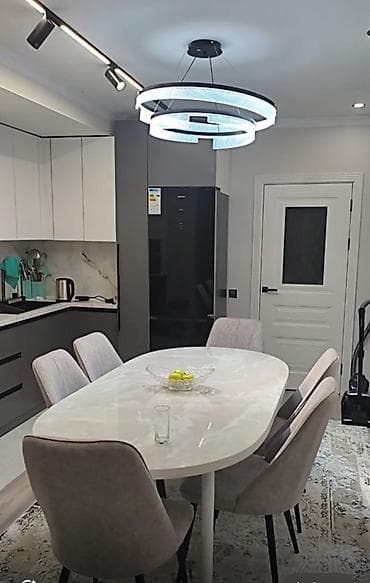 стеклянный обеденный стол: Кухонный стол и стул, цвет - Белый — 10